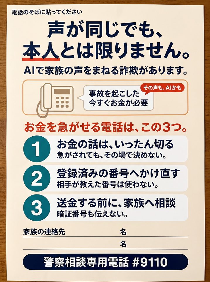 GPT-6 Astraの指示書から生成した防犯ポスター